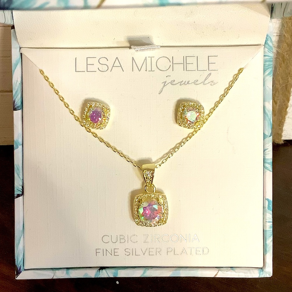 💕 Lesa Michele | Sliver Plated CZ Jewelry Set